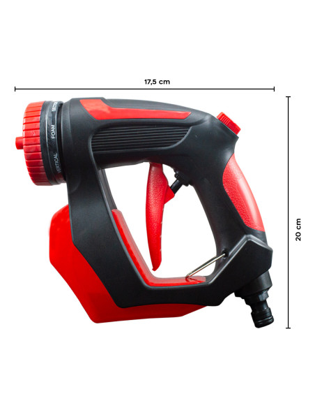 Manguera con boquilla depósito De Jabón 200ml Pulverizador 8 Chorros De Agua