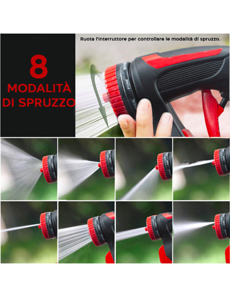 Manguera con boquilla depósito De Jabón 200ml Pulverizador 8 Chorros De Agua