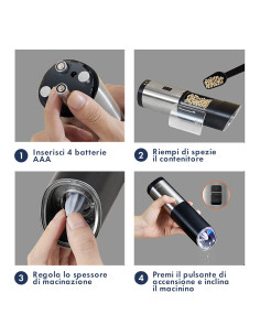 Molinillo de Sal y Pimienta Eléctrico a Batería en Acero... 2