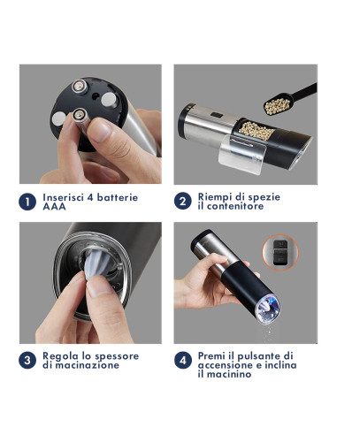 Molinillo de Sal y Pimienta Eléctrico a Batería...