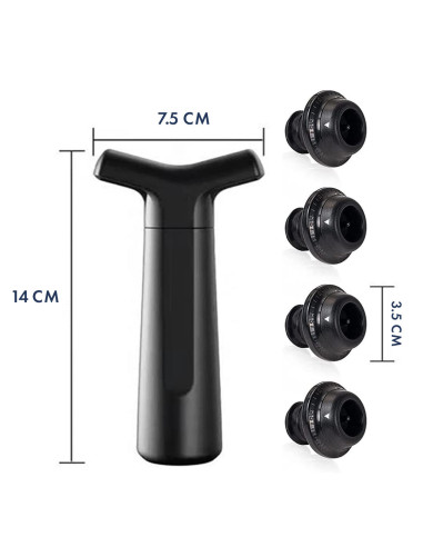 Bomba Wine Saver para Botellas con 4 Tapones de...