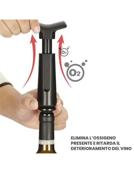 Bomba Wine Saver para Botellas con 4 Tapones de Vacío de Silicona Diámetro 19mm
