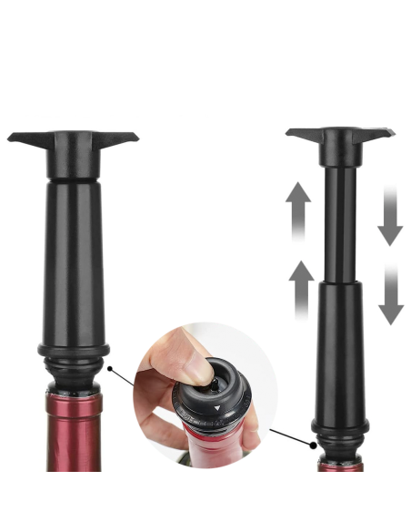 Bomba Wine Saver para Botellas con 4 Tapones de Vacío de Silicona Diámetro 19mm