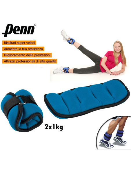 Pack de pesas 2 unidades x 1 kg cada una para fitness y jogging tobillo o muñeca