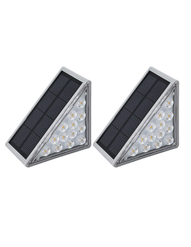 Juego de 2 lámparas LED solares para escaleras 6500K luz fría para exteriores