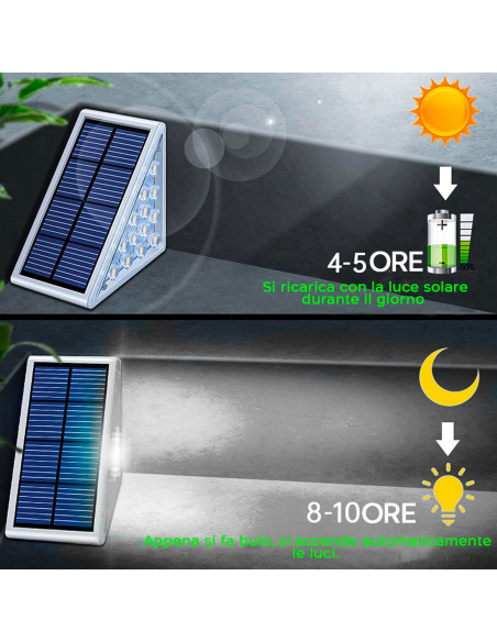Juego de 2 lámparas LED solares para escaleras 6500K luz fría para exteriores