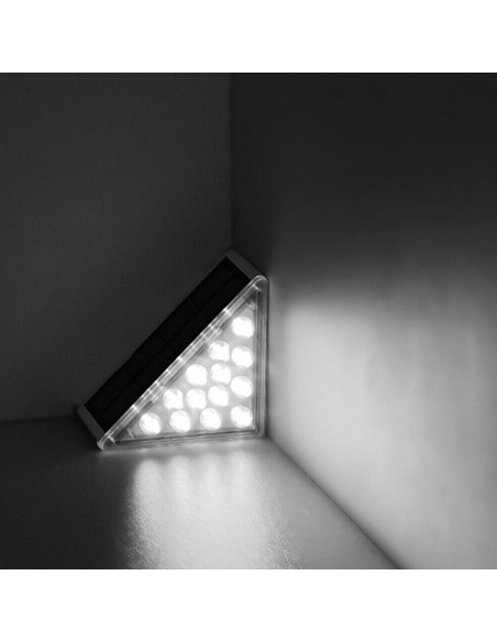 Juego de 2 lámparas LED solares para escaleras 6500K luz fría para exteriores