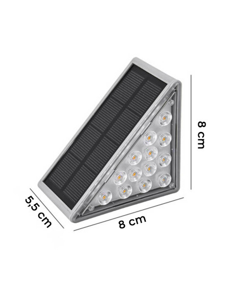 Juego de 2 lámparas LED solares para escaleras 6500K luz fría para exteriores