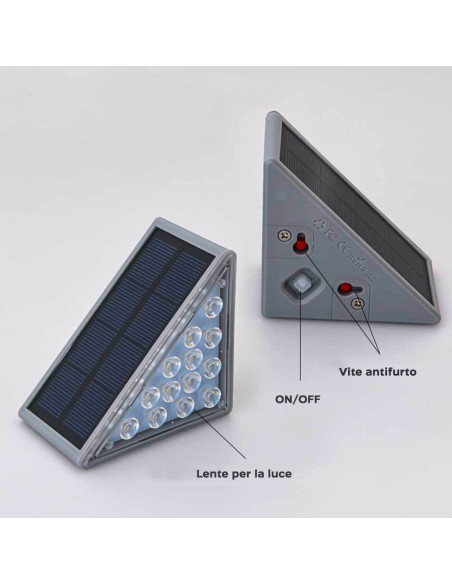 Juego de 2 lámparas LED solares para escaleras 6500K luz fría para exteriores