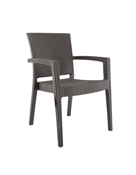 Conjunto 2 sillas de exterior CATAS de resina efecto ratán con brazos apilables