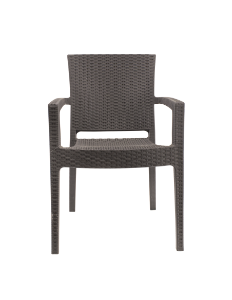 Conjunto 2 sillas de exterior CATAS de resina efecto ratán con brazos apilables