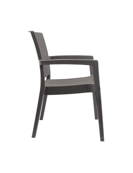 Conjunto 2 sillas de exterior CATAS de resina efecto ratán con brazos apilables