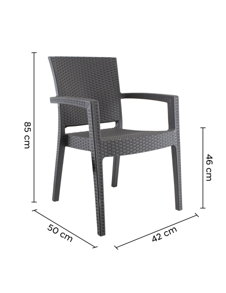 Conjunto 2 sillas de exterior CATAS de resina efecto ratán con brazos apilables