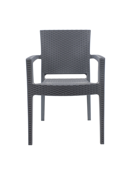 Conjunto 2 sillas de exterior CATAS de resina efecto ratán con brazos apilables