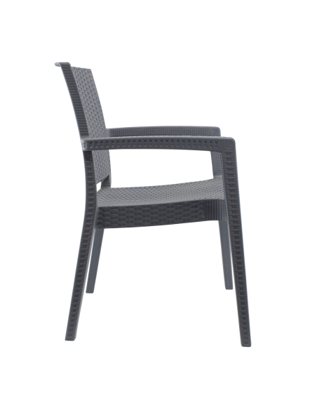 Conjunto 2 sillas de exterior CATAS de resina efecto ratán con brazos apilables