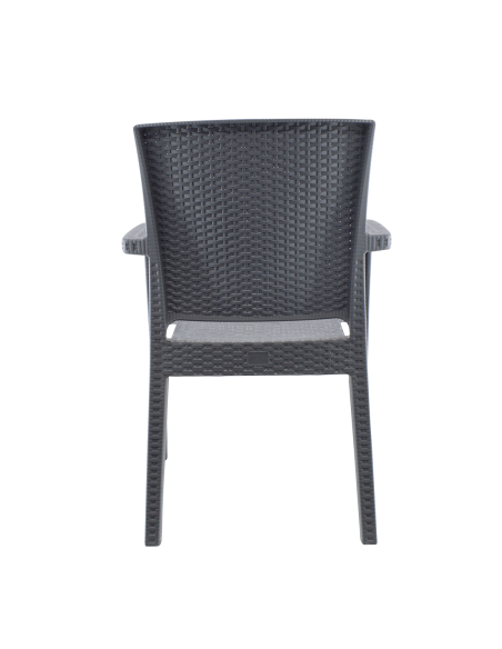 Conjunto 2 sillas de exterior CATAS de resina efecto ratán con brazos apilables