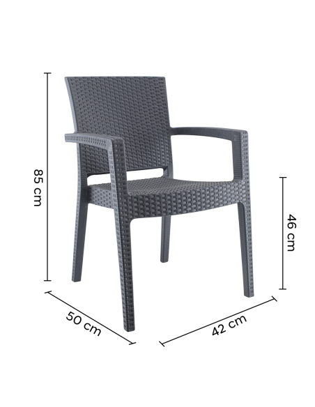 Conjunto 2 sillas de exterior CATAS de resina efecto ratán con brazos apilables