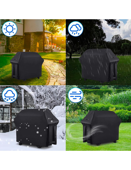 Funda Barbacoa Tela Impermeable 170X61X117 Negro Cierre Velcro