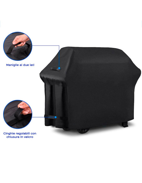 Funda Barbacoa Tela Impermeable 145X61X117 Negro Cierre Velcro