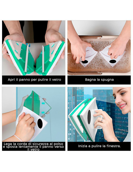 Limpiador ventanas magnético con imán doble cara para ventanas de vidrio