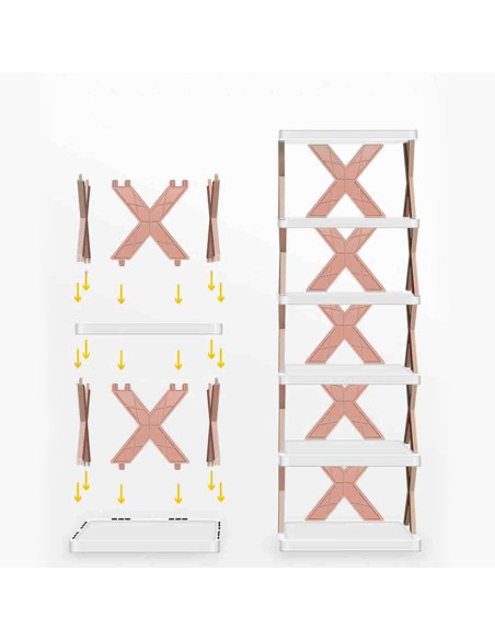 Zapatero 6 estantes de almacenamiento Estante modular H82 Ahorro de espacio