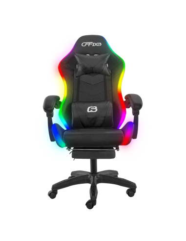 Silla de juegos luces LED RGB, control remoto reposacabezas reposapiés