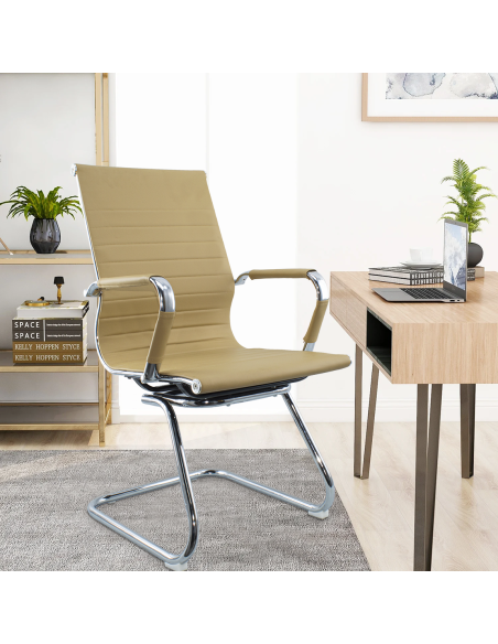 Pack de 2 Sillas ISAAC sala de estar u oficina de metal y ecopiel Al.95x50x45cm