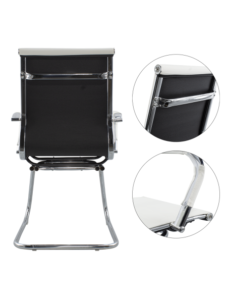 Pack de 2 Sillas ISAAC sala de estar u oficina de metal y ecopiel Al.95x50x45cm