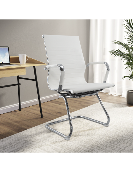 Pack de 2 Sillas ISAAC sala de estar u oficina de metal y ecopiel Al.95x50x45cm