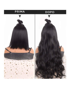 Extensión 4 clips pelo negro ondulado 50 cm largo Banda... 2