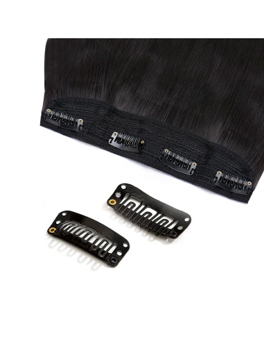 Extensión 4 clips pelo negro ondulado 50 cm...