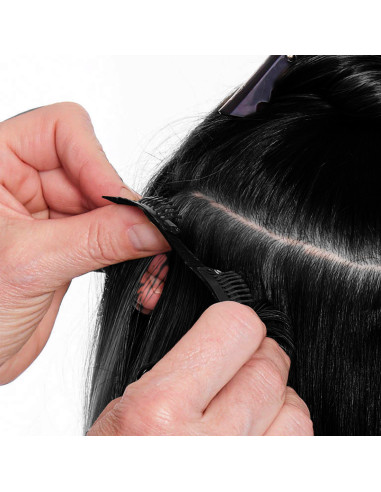 Extensión 4 clips pelo negro ondulado 50 cm...