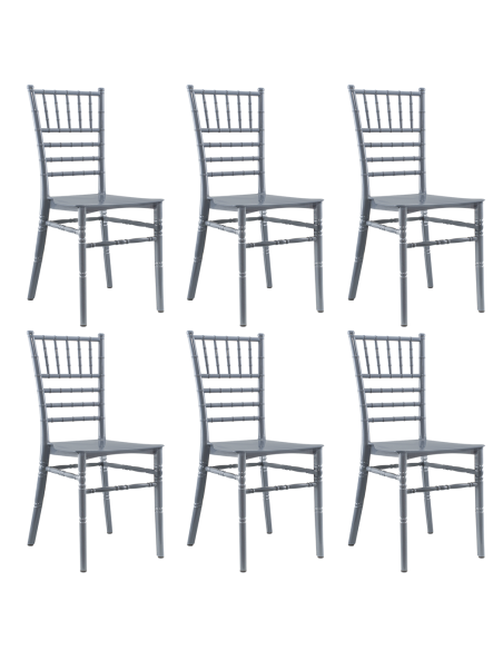 Pack 6 sillas Chiavari vintage GRIS Silla de catering Chiavarina Diseño clásico