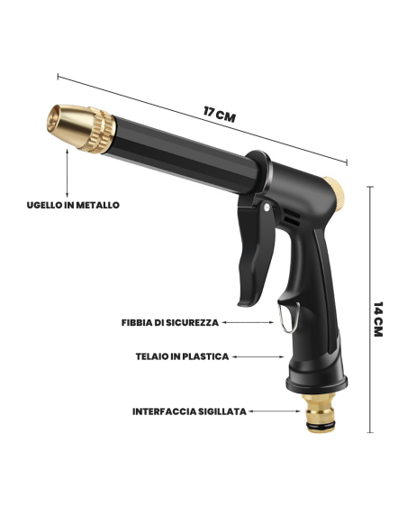 Manguera jardín de plástico 5m con pistola multifunción, conectores y boquilla
