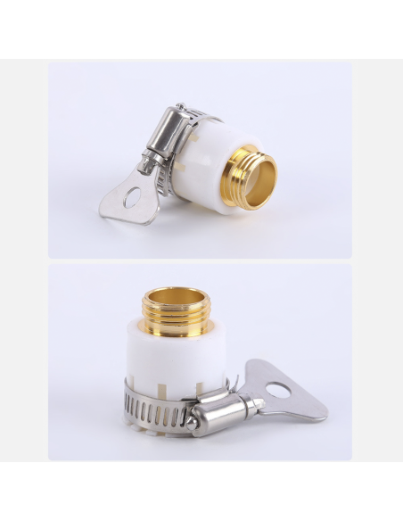 Manguera jardín de plástico 5m con pistola multifunción, conectores y boquilla