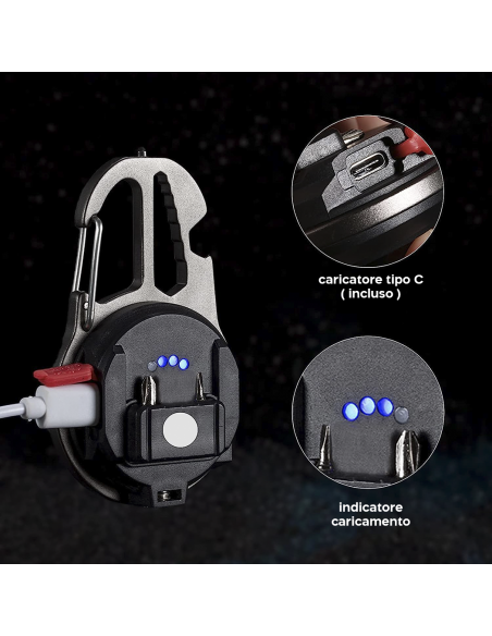 Mini linterna LED multiusos portátil y recargable para acampar con trípode