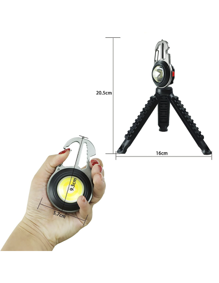 Mini linterna LED multiusos portátil y recargable para acampar con trípode