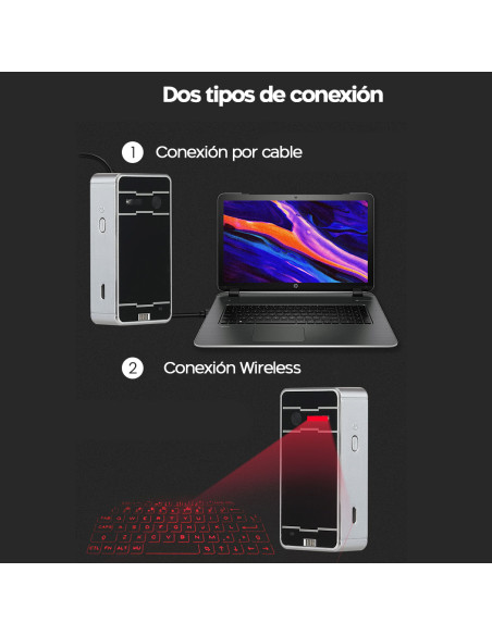 Mini teclado virtual Proyector Teclas Qwerty Recargable Bluetooth Inalámbrico