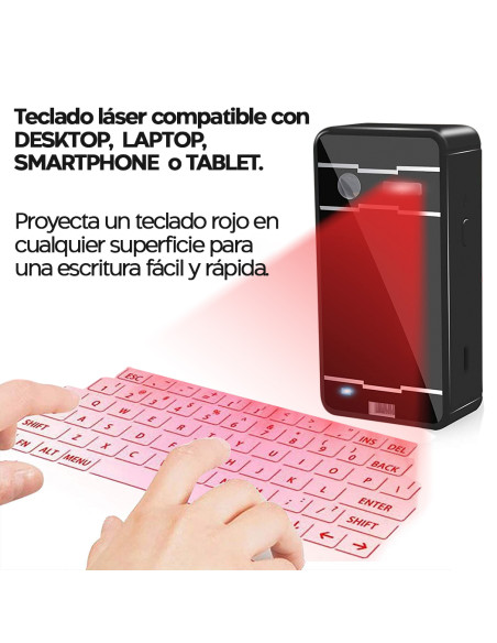 Mini teclado virtual Proyector Teclas Qwerty Recargable Bluetooth Inalámbrico