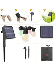 Cadena de luces con panel solar Recargable 10m multicolor... 2