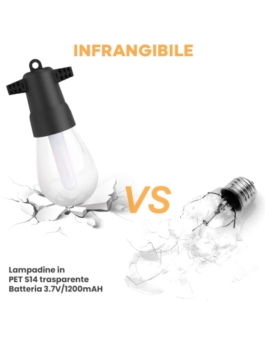 Cadena de luces con panel solar Recargable 10m...