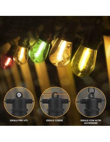 Cadena de luces con panel solar Recargable 10m...