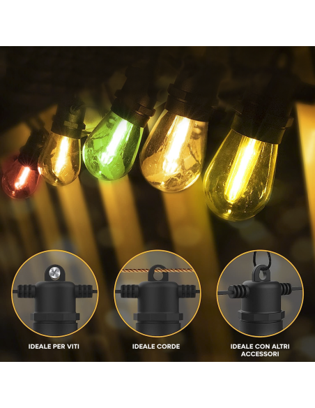 Cadena de luces con panel solar Recargable 10m multicolor efecto lluvia