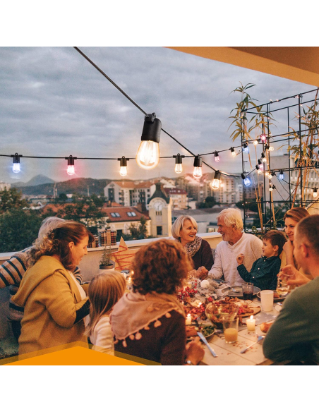 Cadena de luces con panel solar Recargable 10m multicolor efecto lluvia