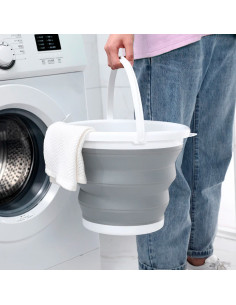 Cubo plegable silicona capacidad 5L portátil ahorra... 2