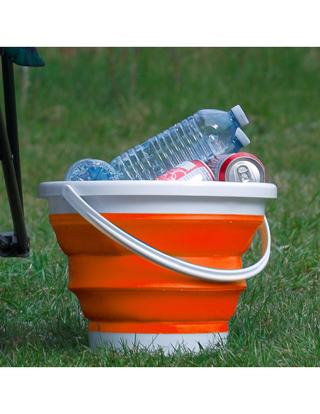 Cubo plegable silicona capacidad 5L portátil ahorra espacio para acampar o casa