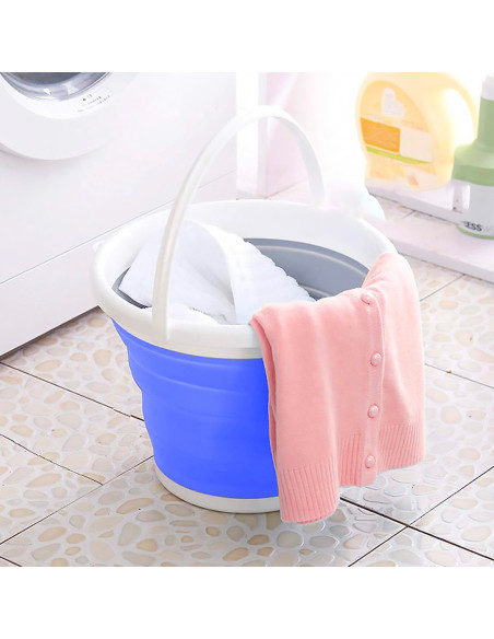 Cubo plegable silicona capacidad 10L portátil ahorra espacio para acampar o casa