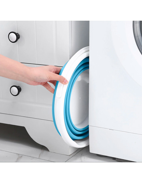 Cubo plegable silicona capacidad 10L portátil ahorra espacio para acampar o casa