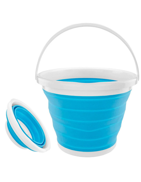 Cubo plegable silicona capacidad 10L portátil ahorra espacio para acampar o casa