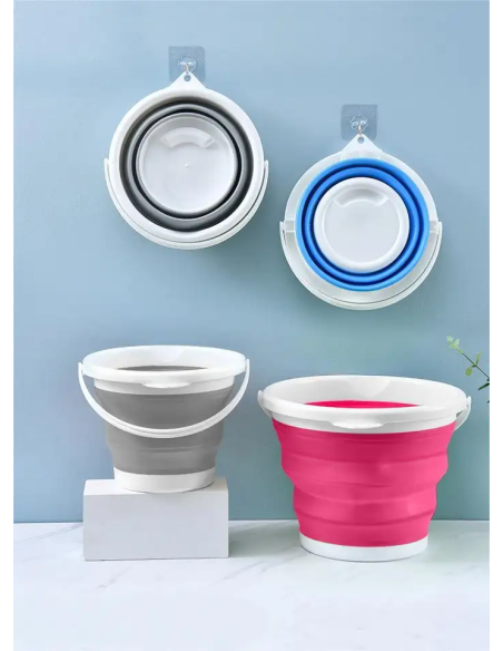 Cubo plegable silicona capacidad 10L portátil ahorra espacio para acampar o casa